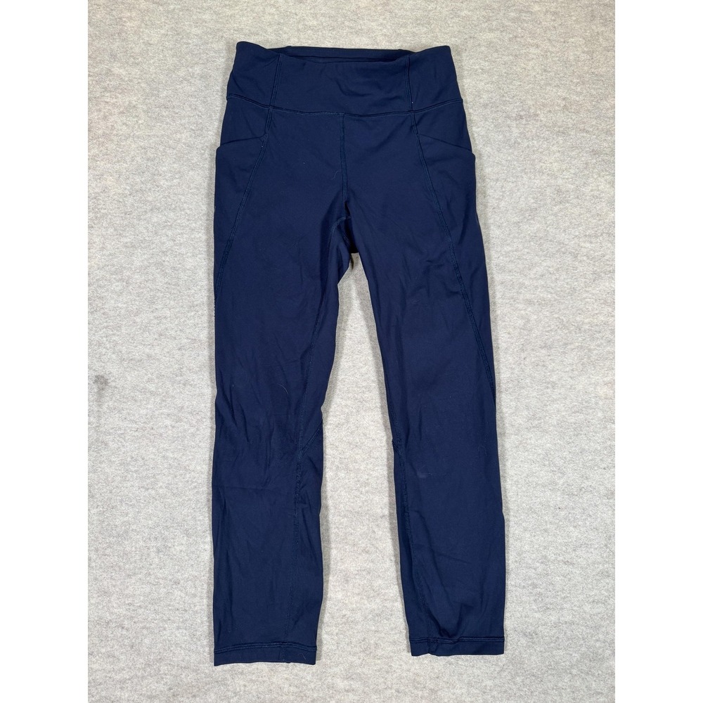 Lululemon‎ Leggings Womens 6 Blue Cropped High Rise Pockets Yoga Athletic Gym